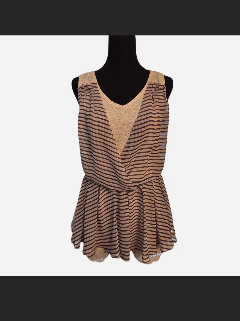 Laguna Moon Striped Chiffon Lace Dress